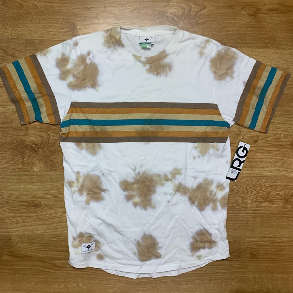 LRG WHITE BROWN SHORT-SLEEVE TIE-DYE STRIPED TEE